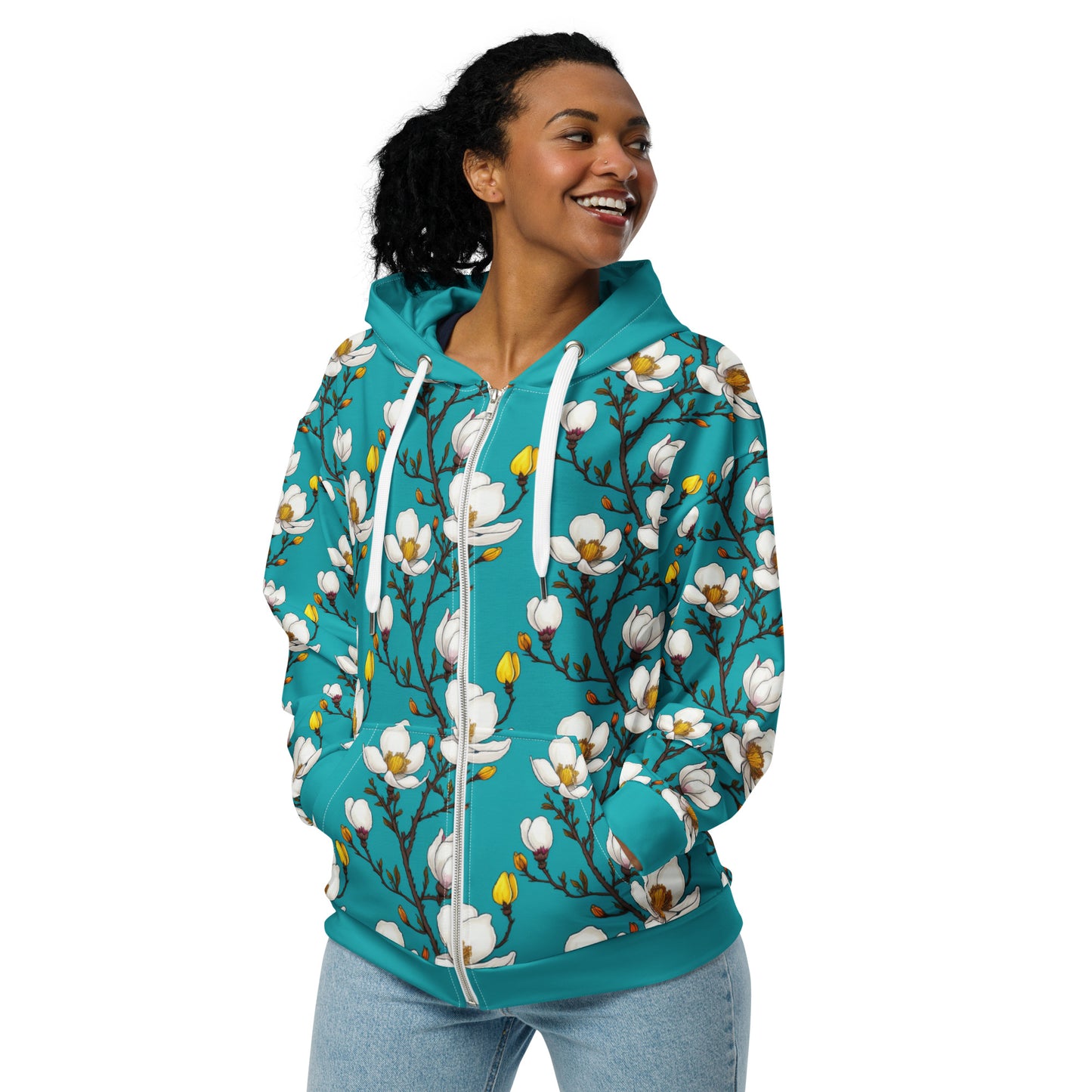 Magnolia Blossoms ZipUp Eco-Hoodie