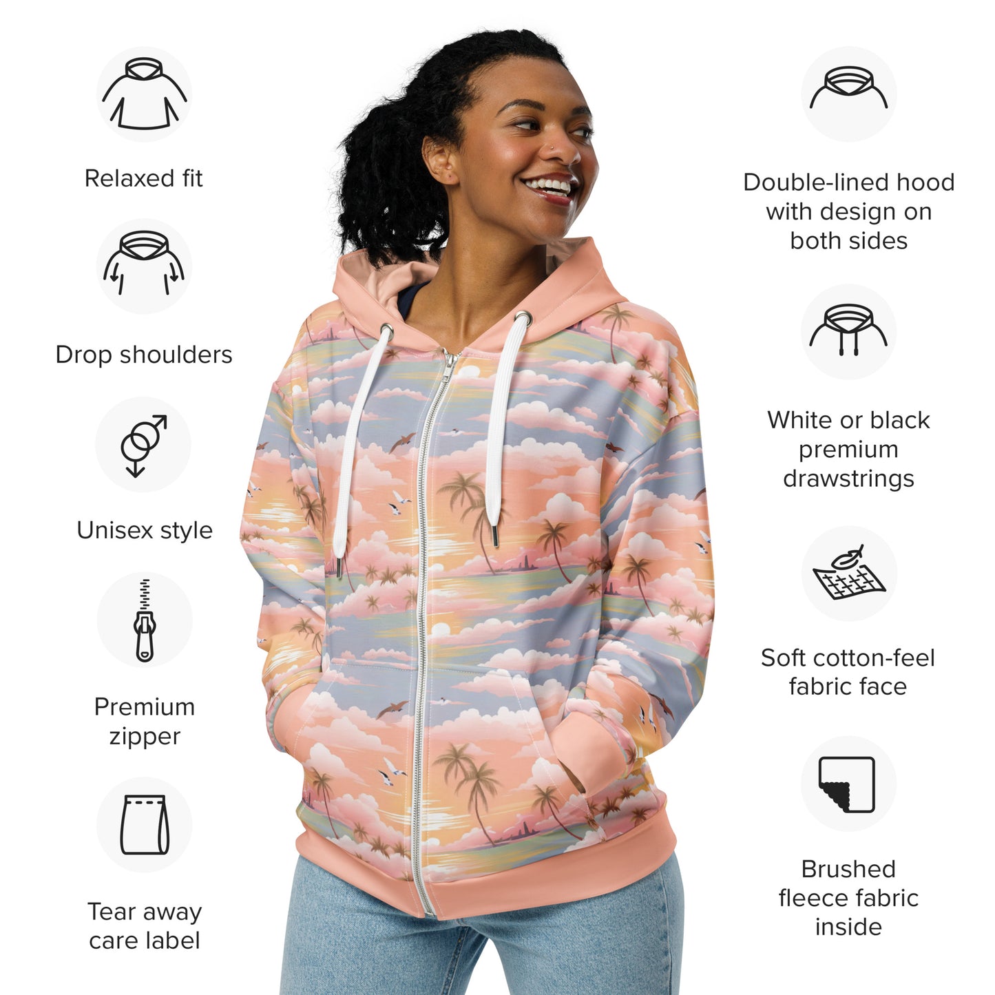 Pink Cloud ZipUp Eco-Hoodie