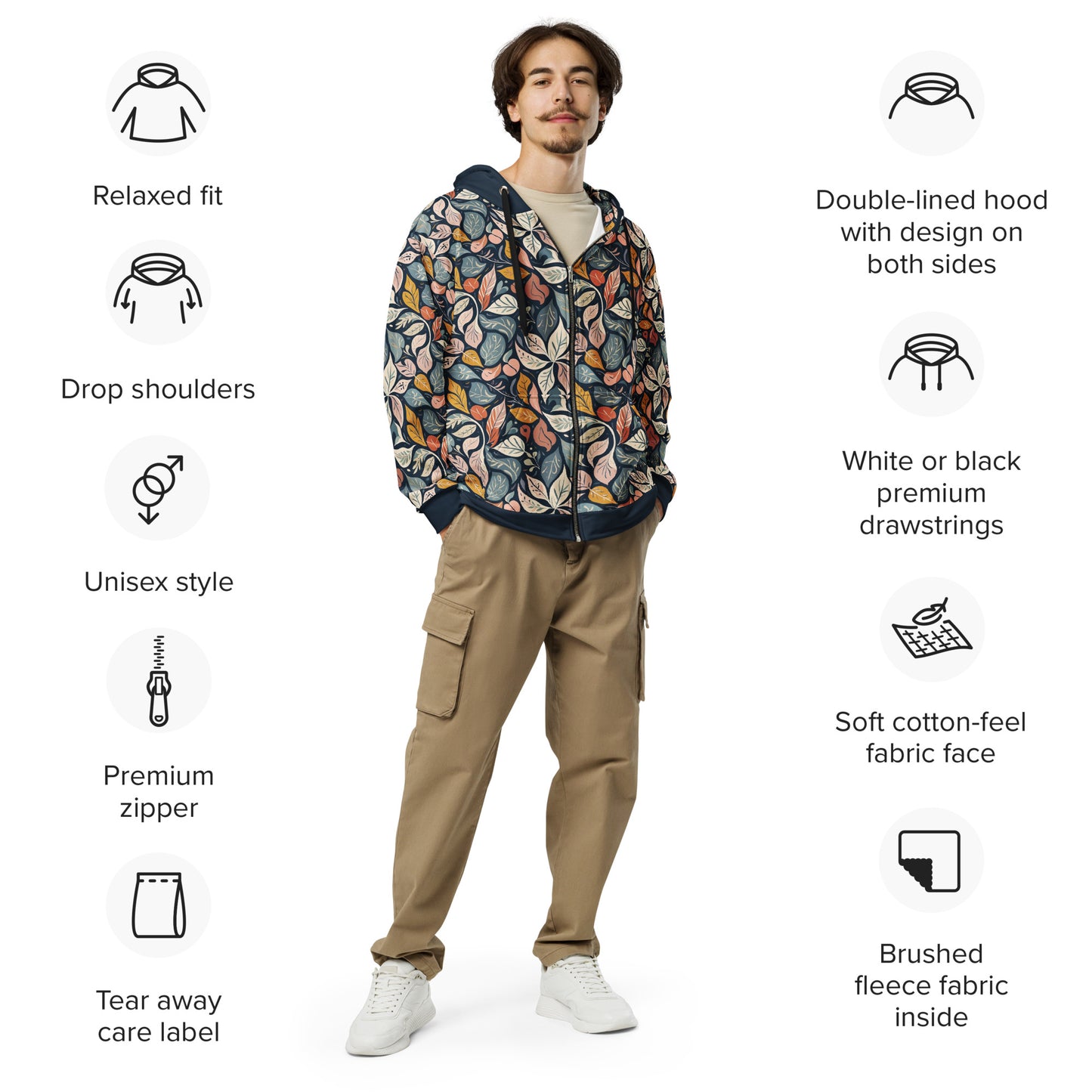 Matisse Leaves Zipup Eco-Hoodie