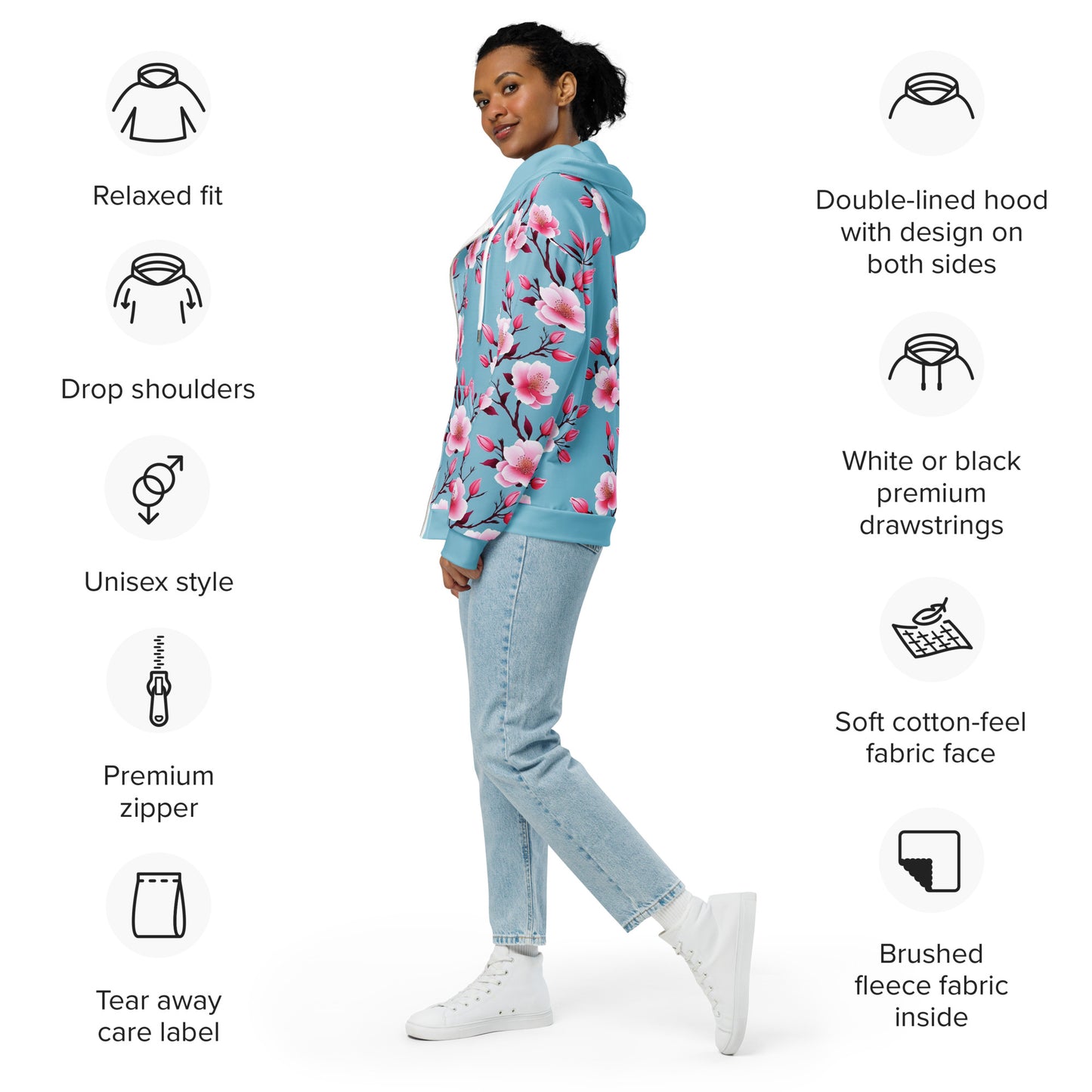 Cherry Spring ZipUp Eco-Hoodie