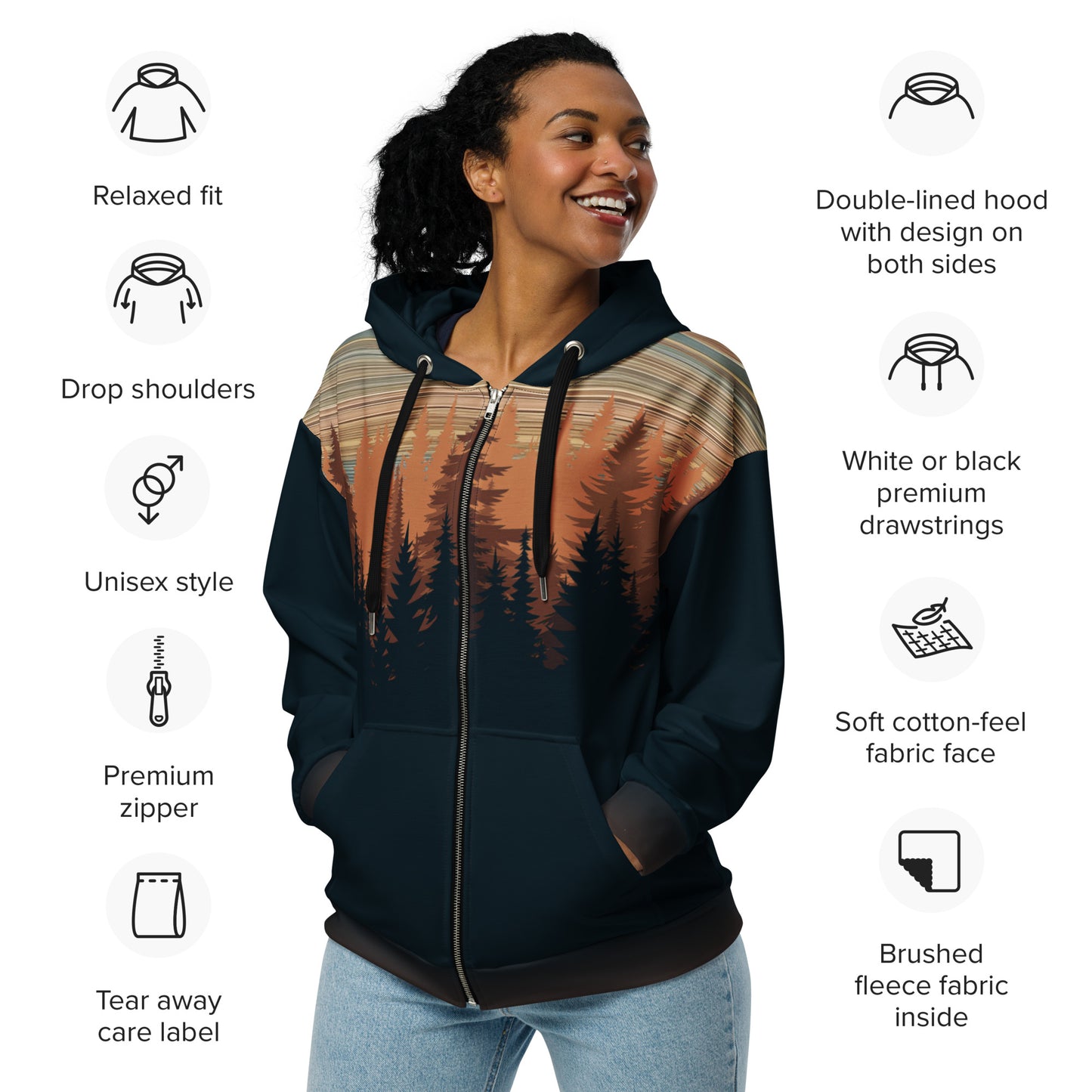 Fire Firs ZipUp Eco-Hoodie